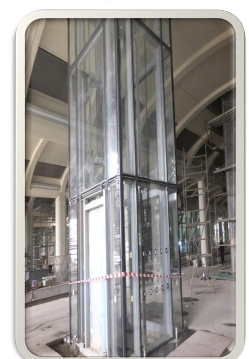High speed railway Jeddah station glazed elevator