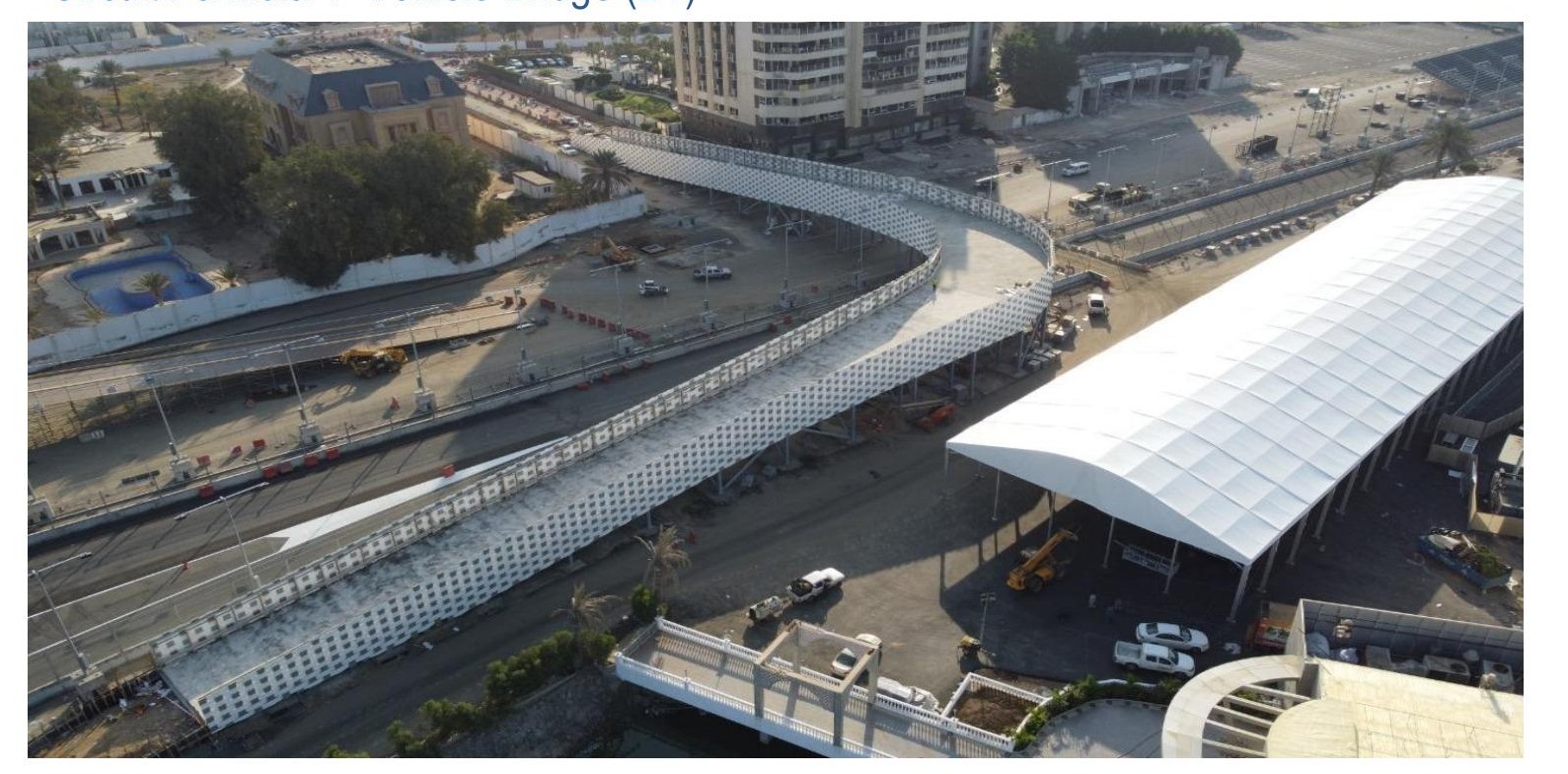 Circuit Formula 1 vehicle bridge, aerial view